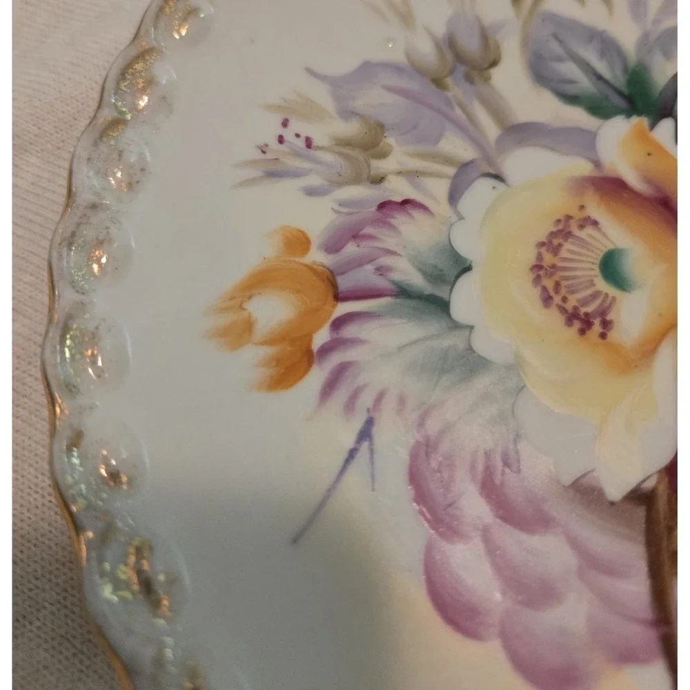 Antique Plate-Kaufman Signature Victorian Austrian Porcelain Floral Hand Painted
